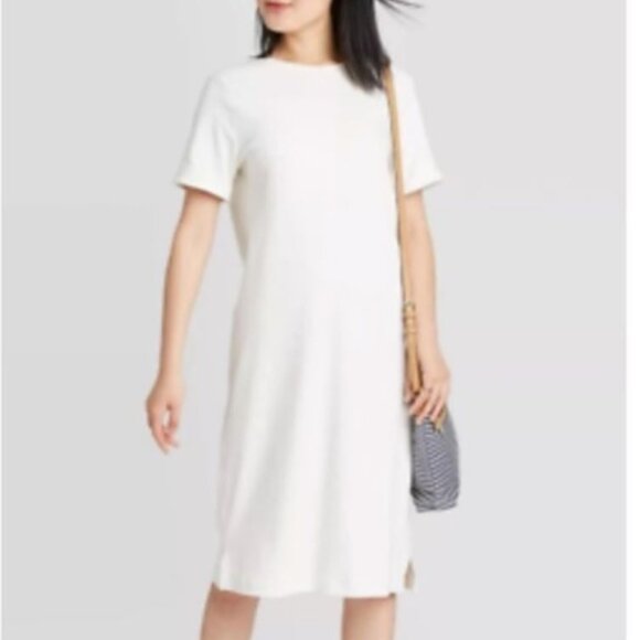 Prologue | Short Sleeve Textured White Midi Dress | Size Small - Picture 1 of 11